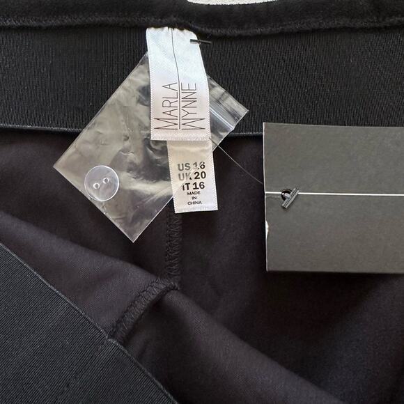 MarlaWynne Pants Black Faux Suede Stretch Side Zipper Straight Leg Pants 16 NEW - Picture 2 of 12